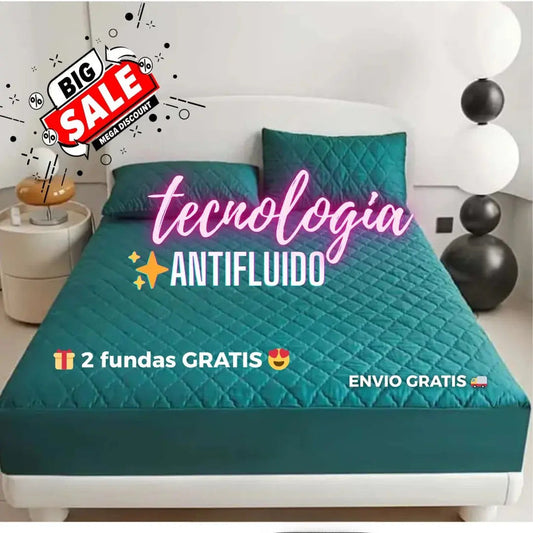MATCOVER™: PROTECTOR PARA COLCHÓN ANTIFLUIDOS Y ACOLCHONADO + 2 FUNDAS PARA ALMOHADA GRATIS