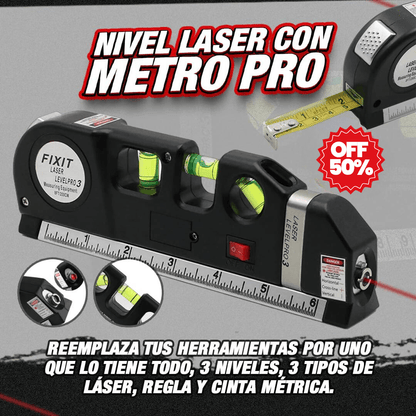 METRO CON NIVEL LASER 4 en 1