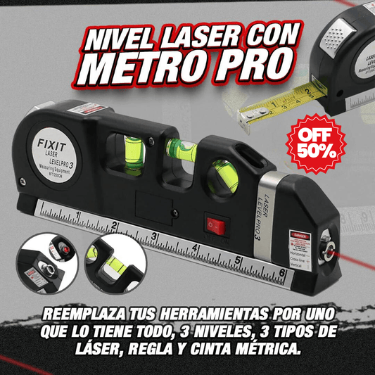 METRO CON NIVEL LASER 4 en 1