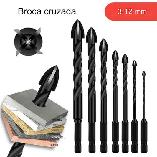 Broca de cuatro filos ultra resistente 🔥【7 piezas/3-12 mm】