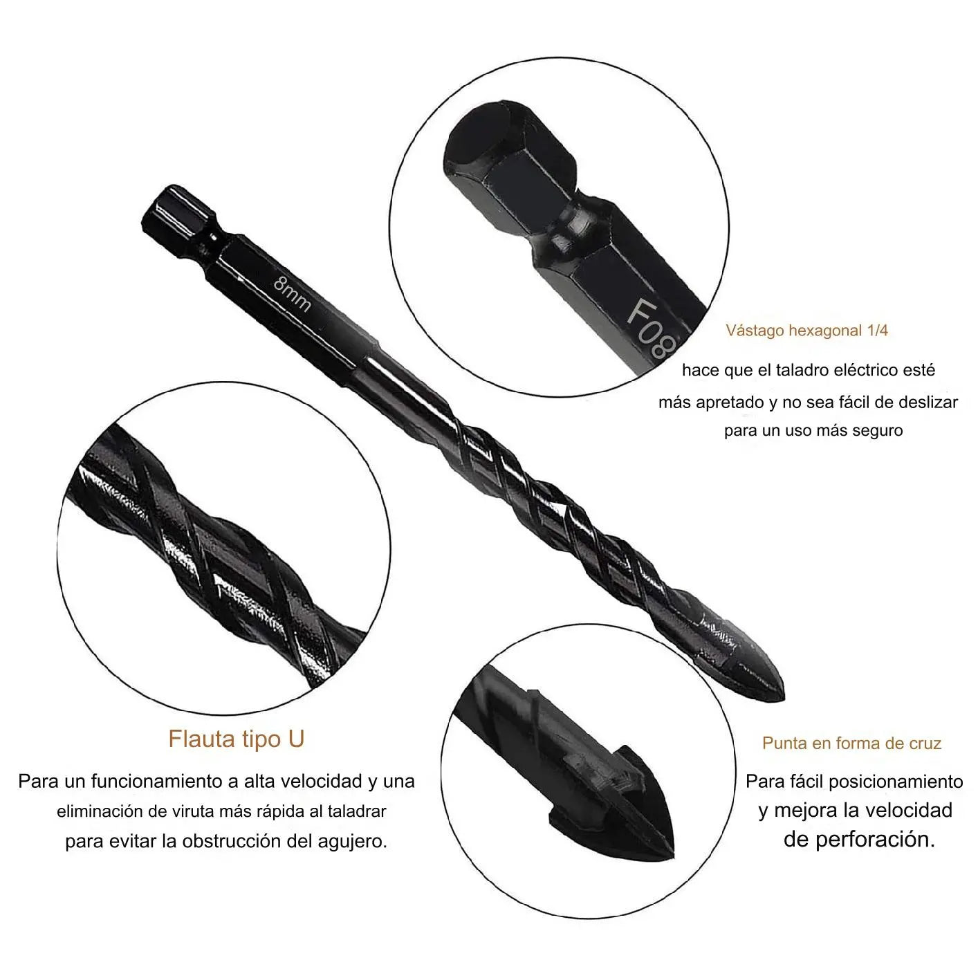 Broca de cuatro filos ultra resistente 🔥【7 piezas/3-12 mm】